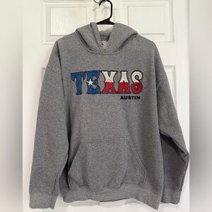 Gray Texas Austin Unisex Hoodie with Pockets. Embroidery Size Large Hometown